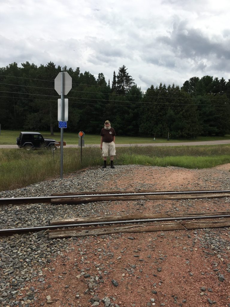 Kenny McGill stands in the spot the old Heafford Junction railroad depot used to be.